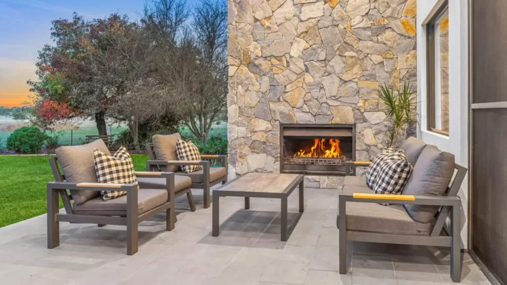 Buckley North Hemp House 3 An outdoor fireplace is the centrepiece of the outdoor entertainment area